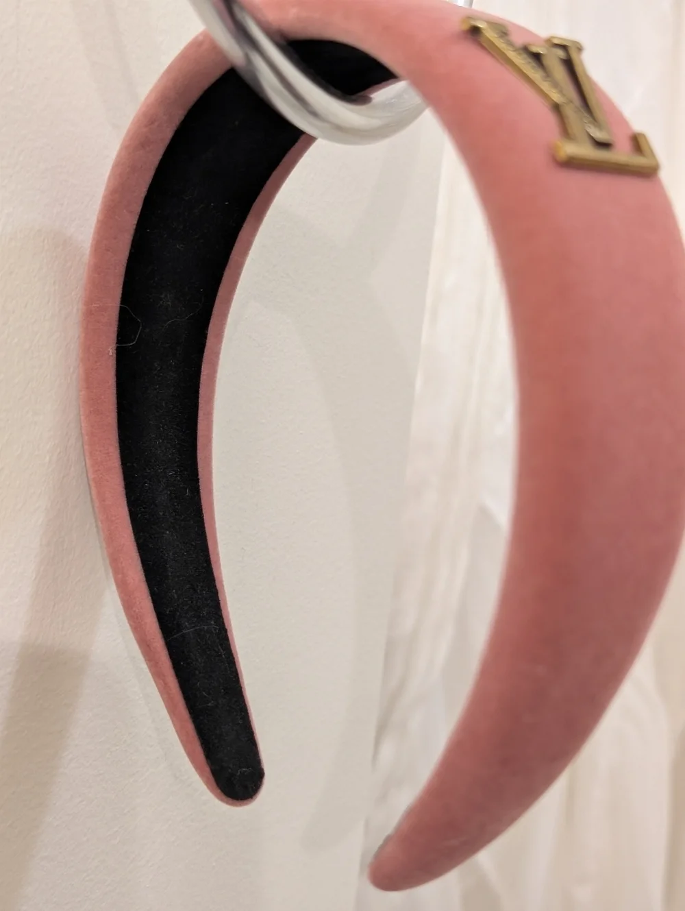 Louis Vuitton Pink Velvet Logo Headband
